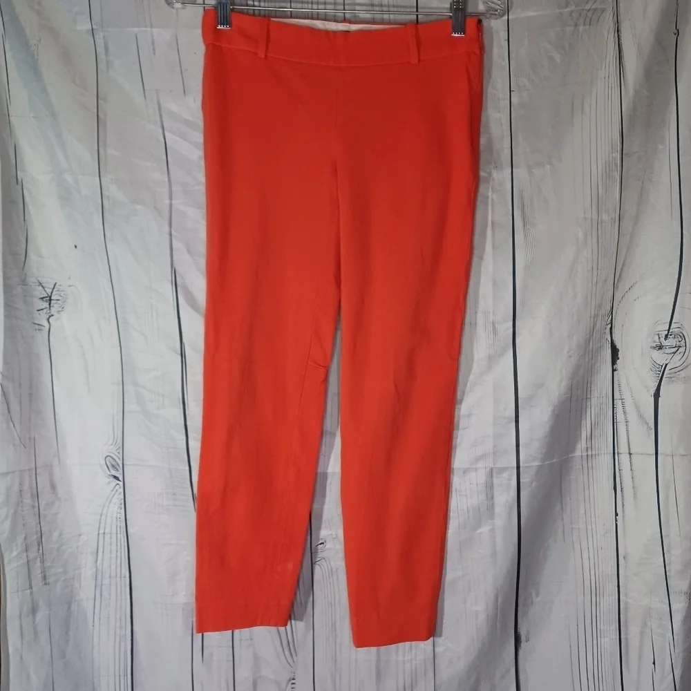 J. Crew Coral Red City Fit Stretch Ankle Cropped Classic Preppy Pants